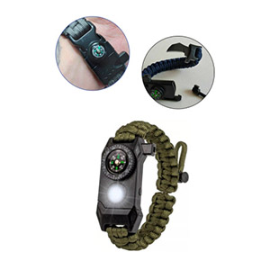 20 Kritik Işlevli Hayatta Kalma Bilekliği Bıçaklı Pusulalı Ateş Başlatıcılı