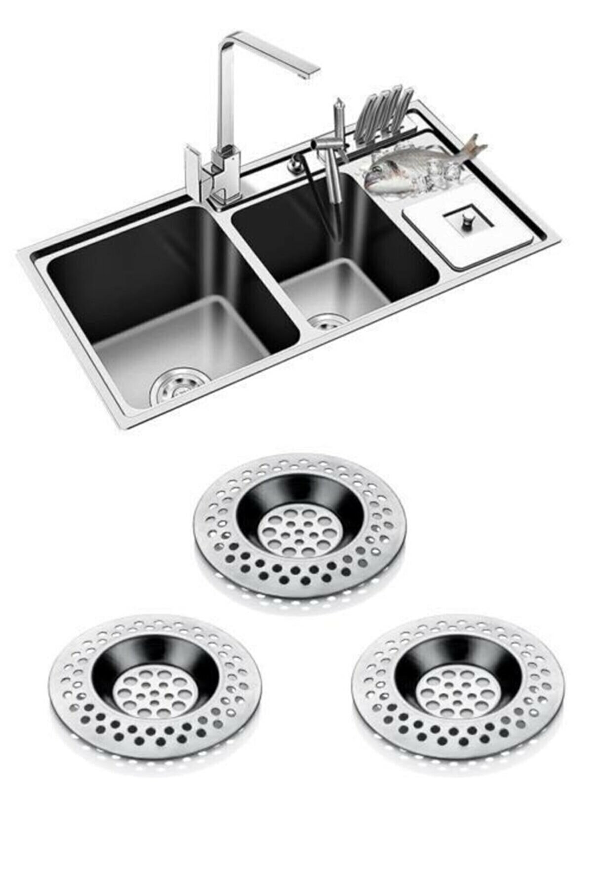Paslanmaz Mutfak Lavabo Süzgeci 1 Adet - Görsel 2